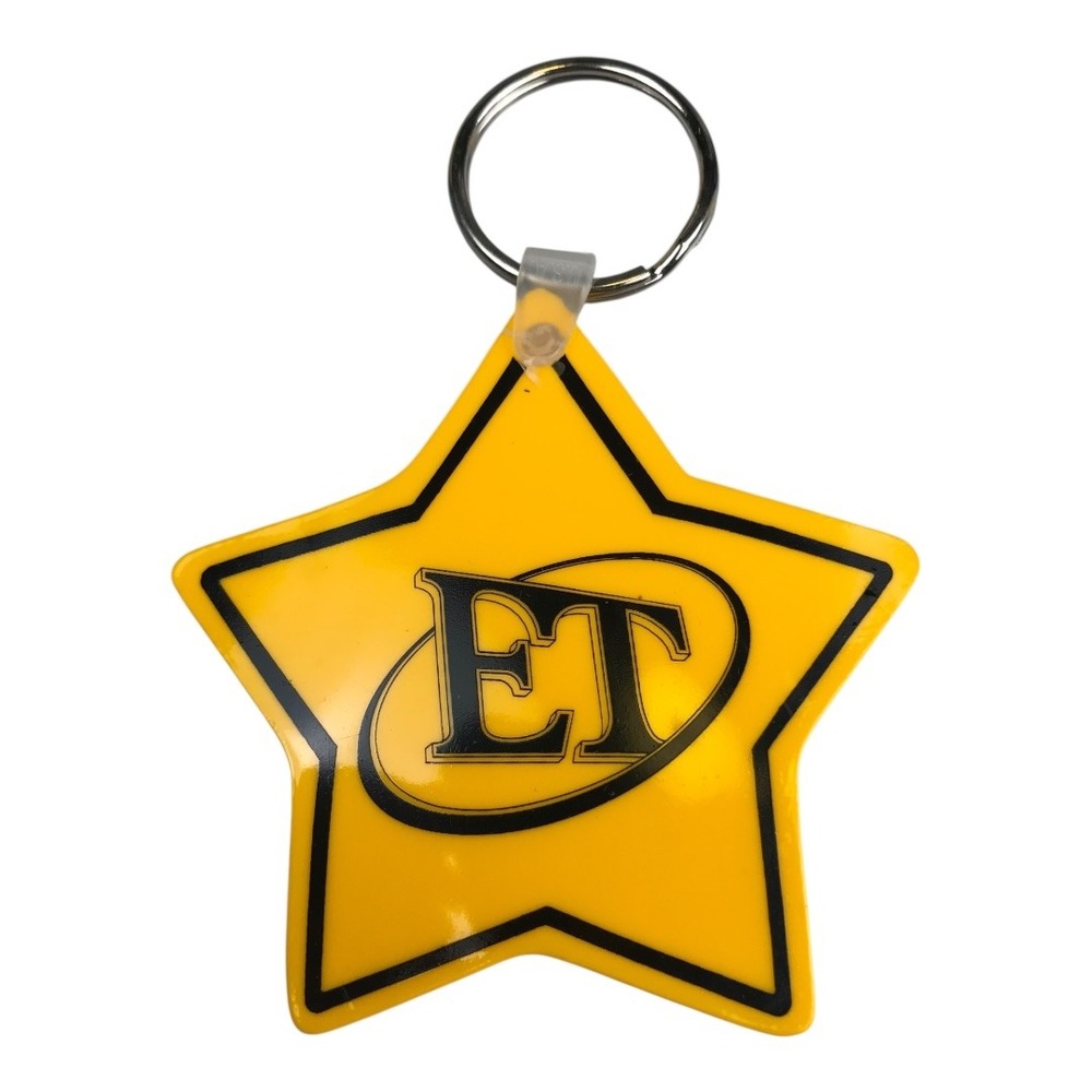 RARE ABC 6 ET Star Keychain Yellow Vintage Rubber‎ B20Q